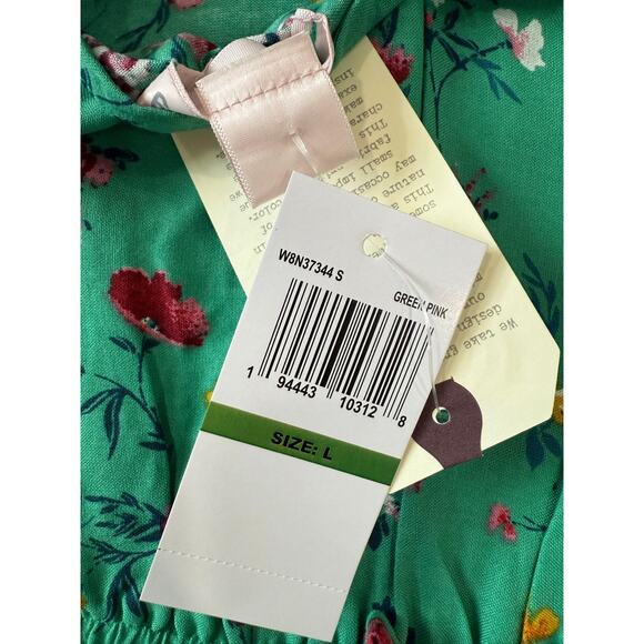 B.O.G Collective Boho Vacation Girly Tiered Tie Back Green Mini Dress Large - Picture 3 of 3